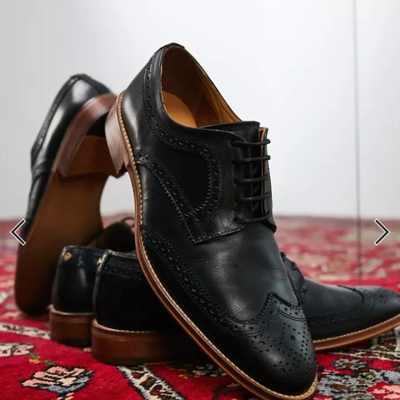 Noak made in Portugal brogue shoes in black leather